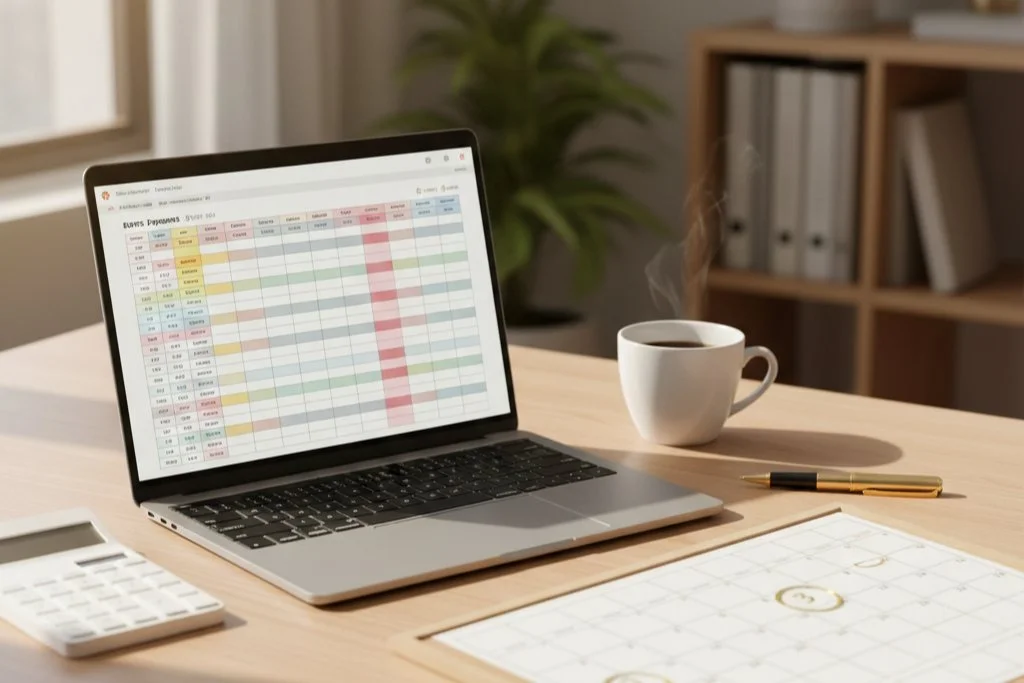 Smart ways to use a personal loan — organized workspace with laptop, calculator and planner